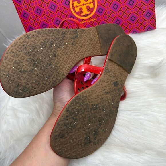 Tory Burch Bright Rainbow Ruby Red Miller Sandals 9 - Picture 3 of 9